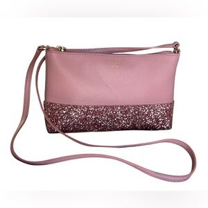 Kate Spade Dusty Peony Glitter Saffiano Glitter Crossbody Bag